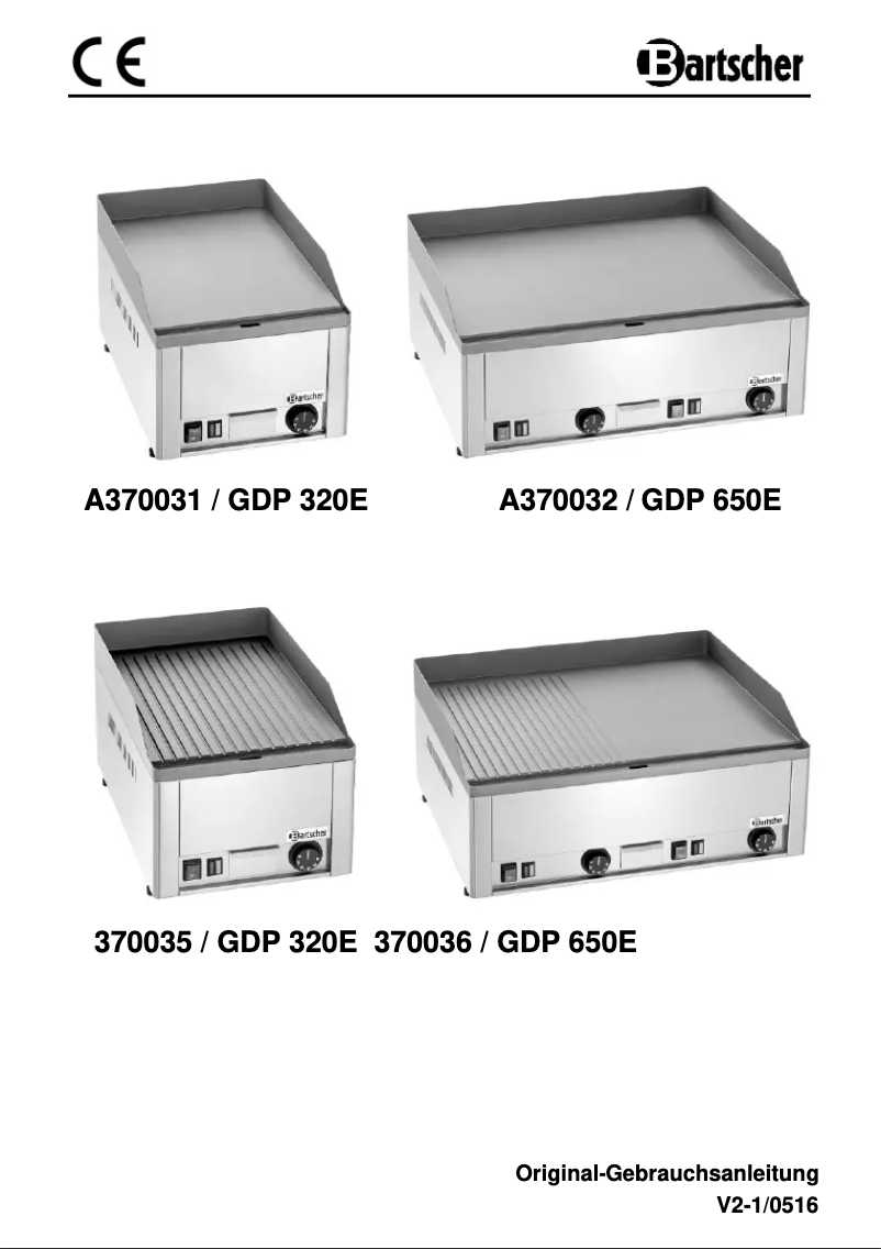 Page n°1 - Manuel utilisateur Bartscher GDP 650E-G