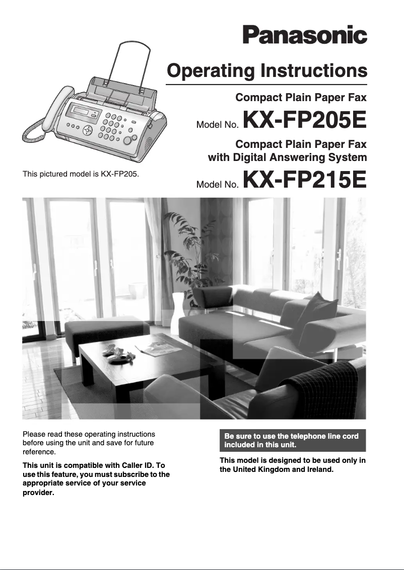 Image de la première page du manuel de l'appareil KX-FP215E