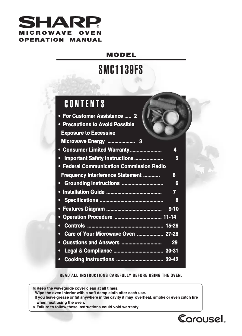 Page n°1 - Manuel utilisateur Sharp SMC1139FS