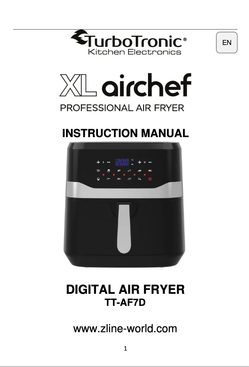 Image de la première page du manuel de l'appareil XL Airchef TT-AF7D