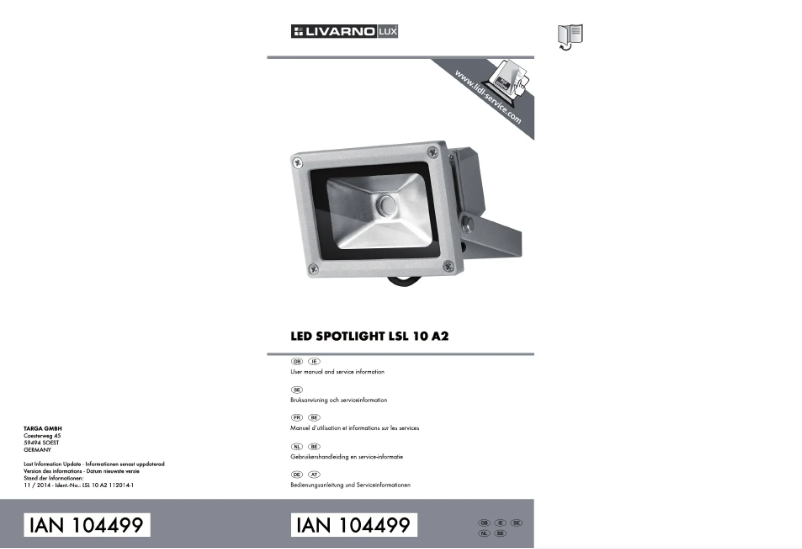 Page 1 de la notice Manuel utilisateur Livarno Lux IAN 78528