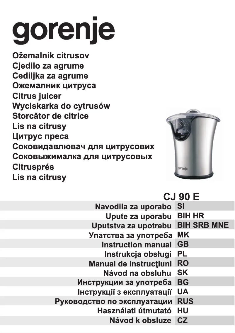 Page n°1 - Manuel utilisateur Gorenje CJ90E