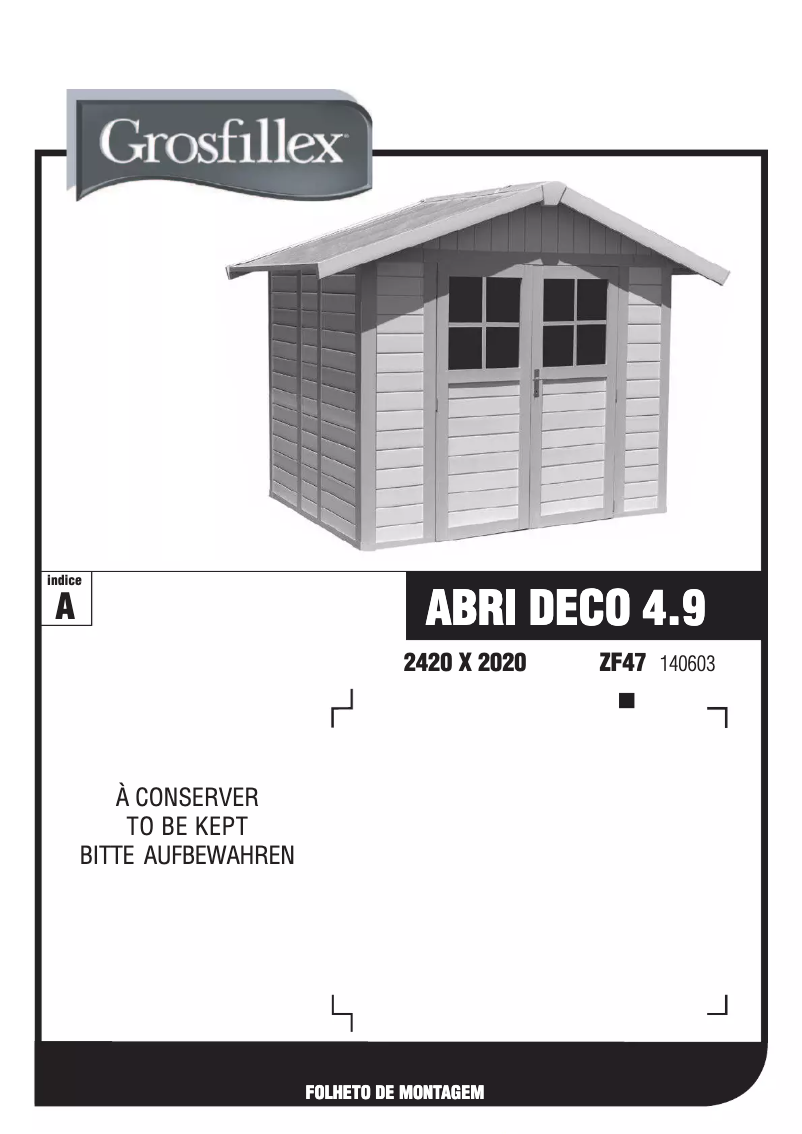 Page n°1 - Manuel utilisateur Grosfillex Abri Deco 4.9