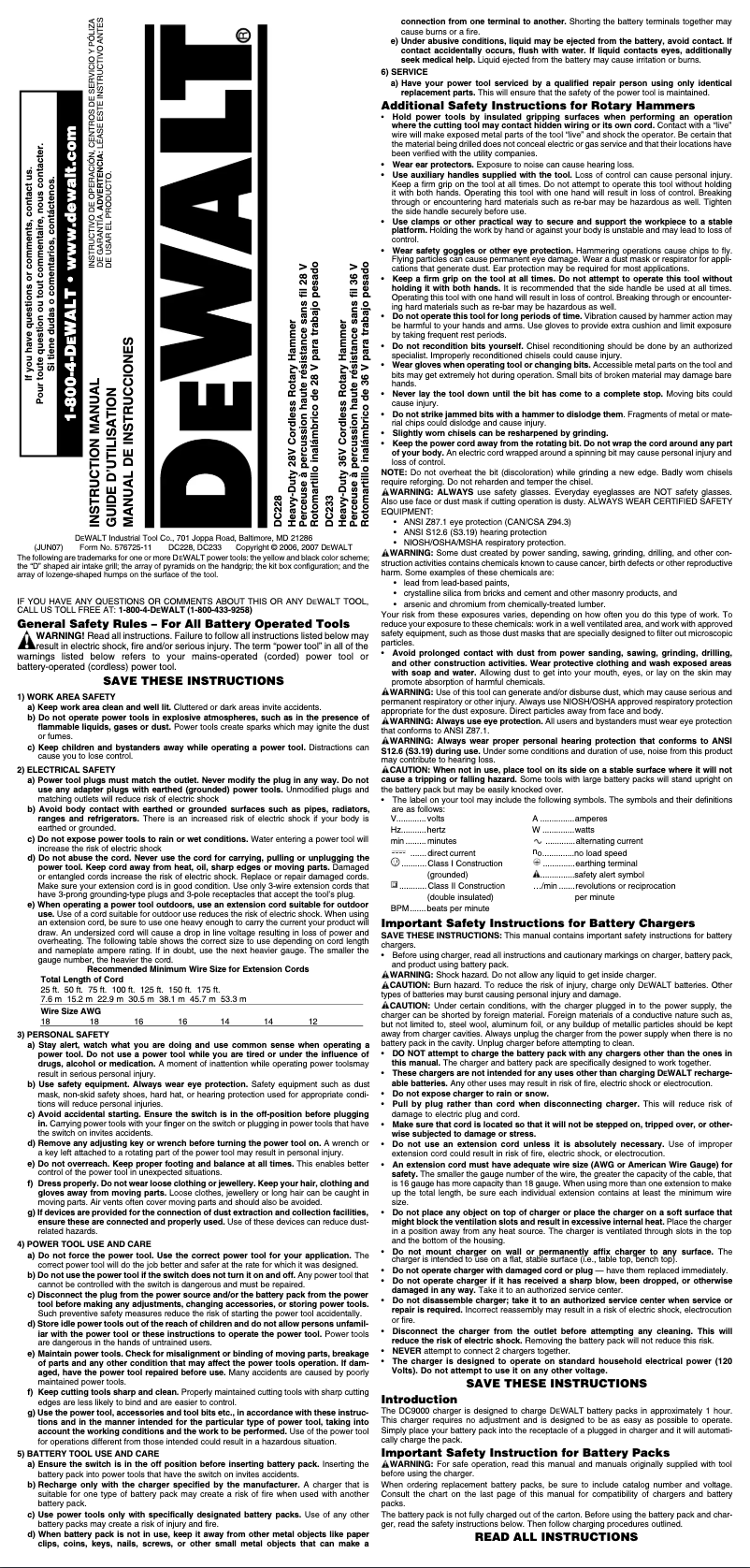Page 1 de la notice Manuel d'utilisation et d'entretien DeWalt DC233