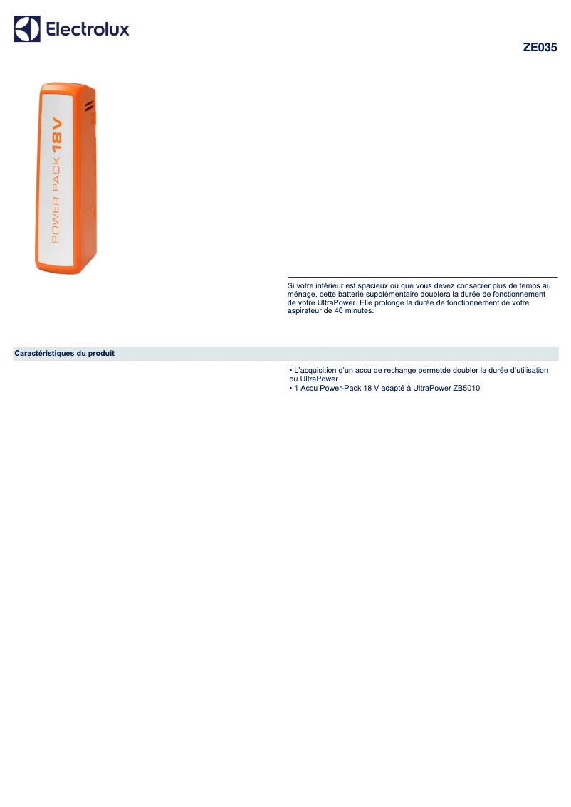 Image de la première page du manuel de l'appareil ZE035