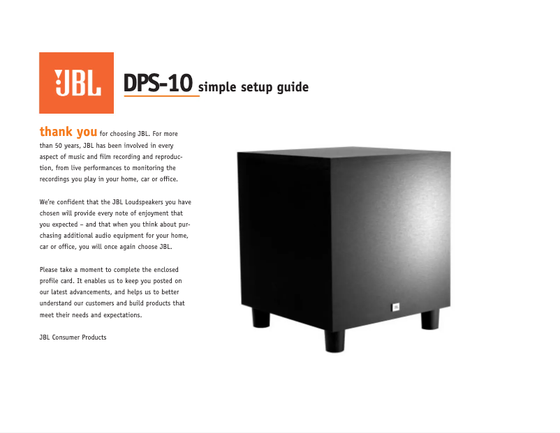 Page n°1 - Manuel utilisateur JBL DPS-10