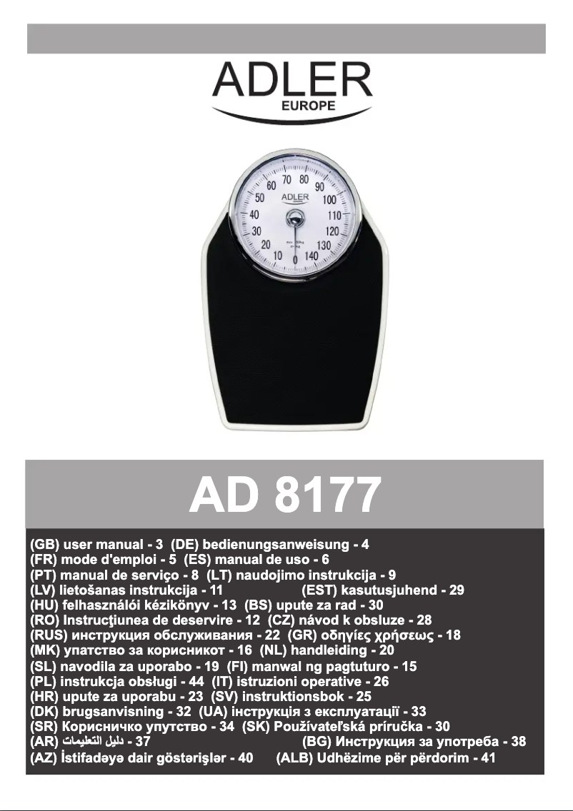Page n°1 - Manuel utilisateur Adler AD 8177