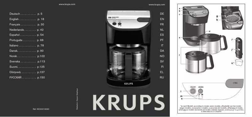 Page 1 de la notice Manuel utilisateur Krups Precision KM500510