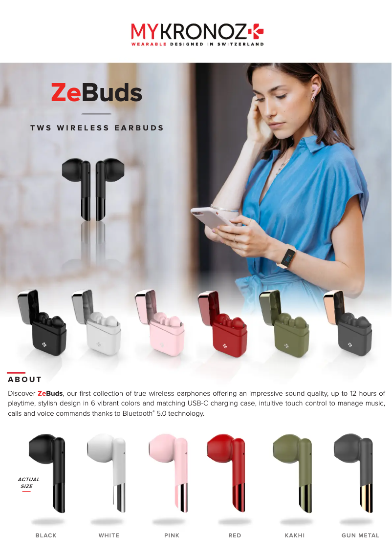 Page n°1 - Fiche technique MyKronoz ZeBuds