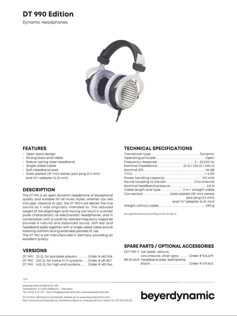 Image de la première page du manuel de l'appareil DT 990 Edition