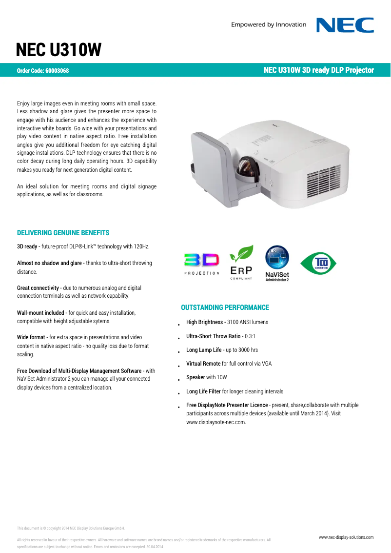 Image de la première page du manuel de l'appareil U310W