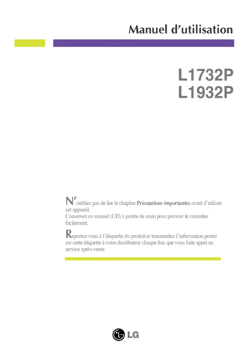 Image de la première page du manuel de l'appareil L1932P