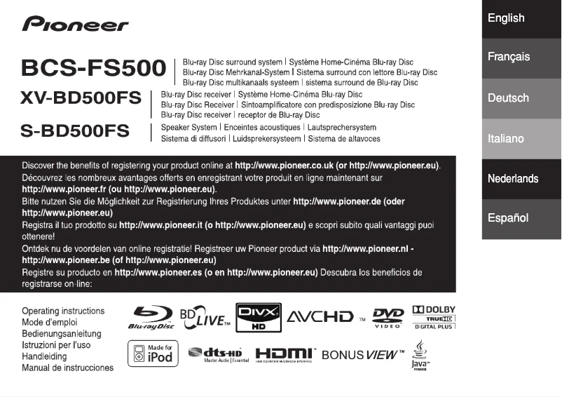 Page n°1 - Manuel utilisateur Pioneer S-BD500FS