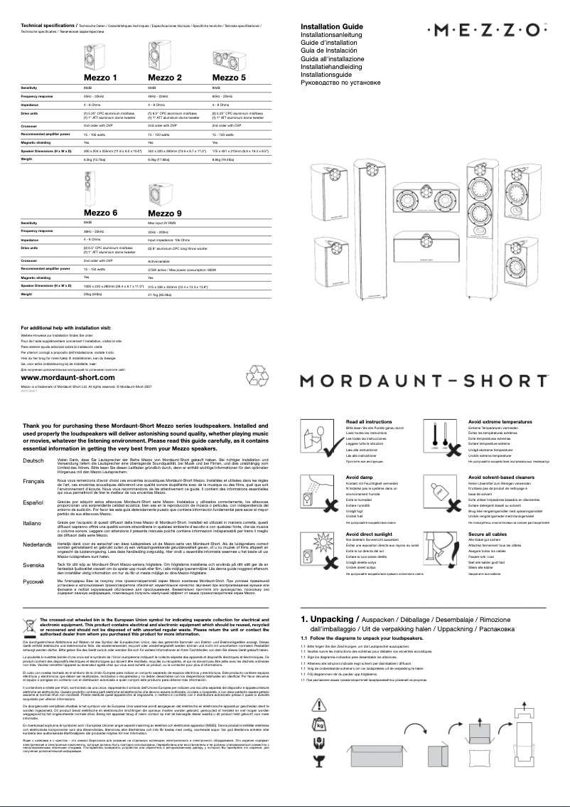 Page n°1 - Manuel utilisateur Mordaunt-Short Mezzo 5