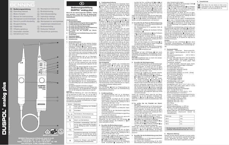 Page n°1 - Manuel utilisateur BENNING Duspol Analog Plus