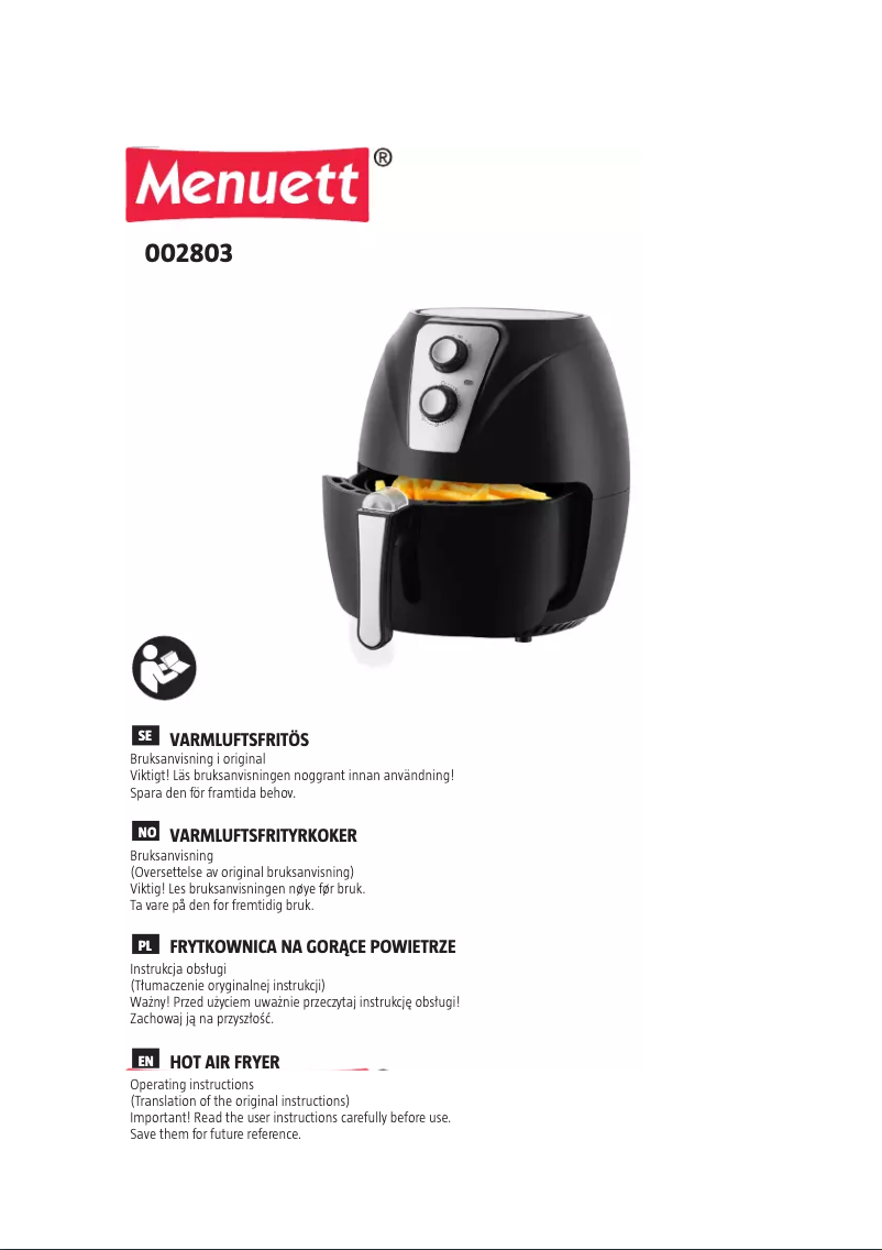 Page n°1 - Manuel utilisateur Menuett 002-803