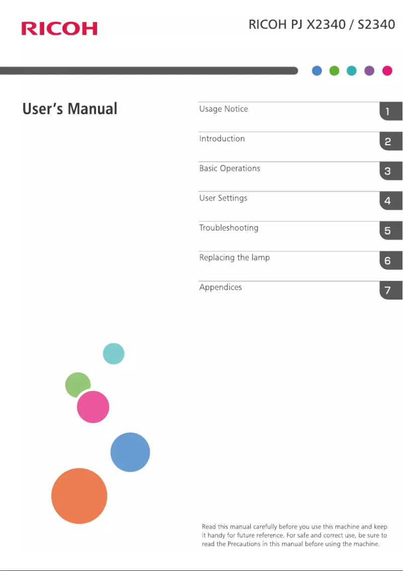 Image de la première page du manuel de l'appareil PJ X2340