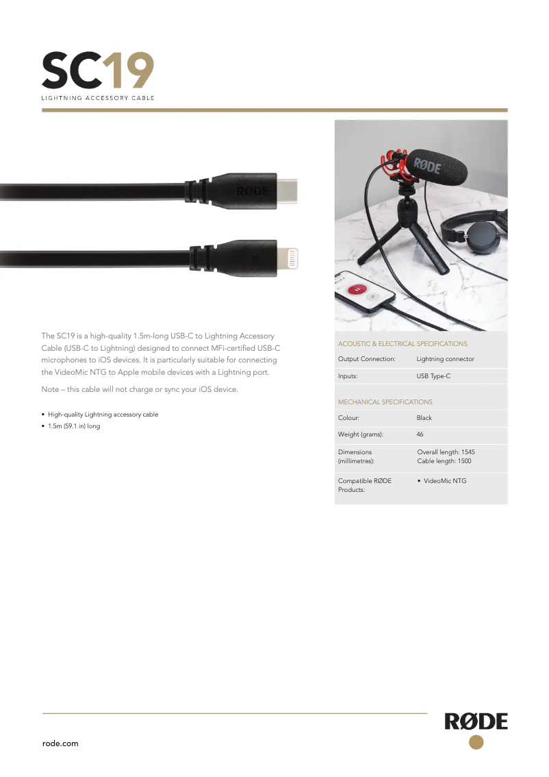 Page n°1 - Manuel utilisateur Røde SC19