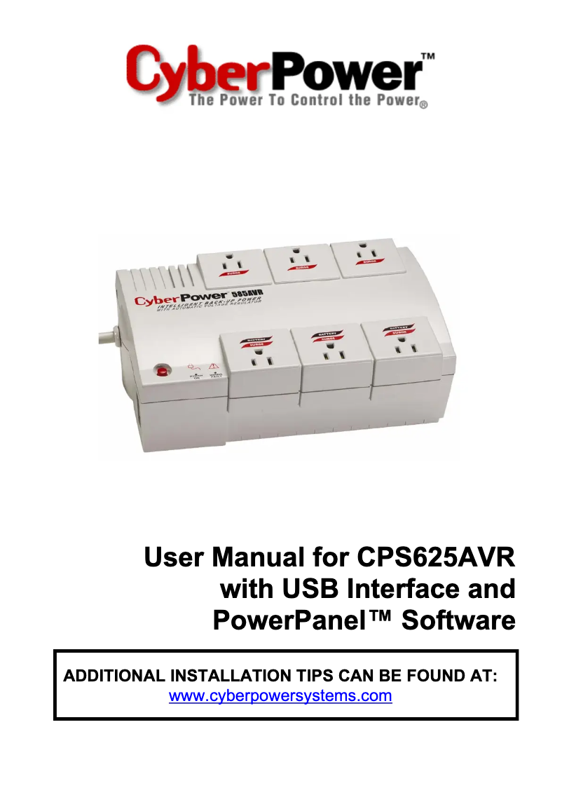 Image de la première page du manuel de l'appareil CPS625AVR