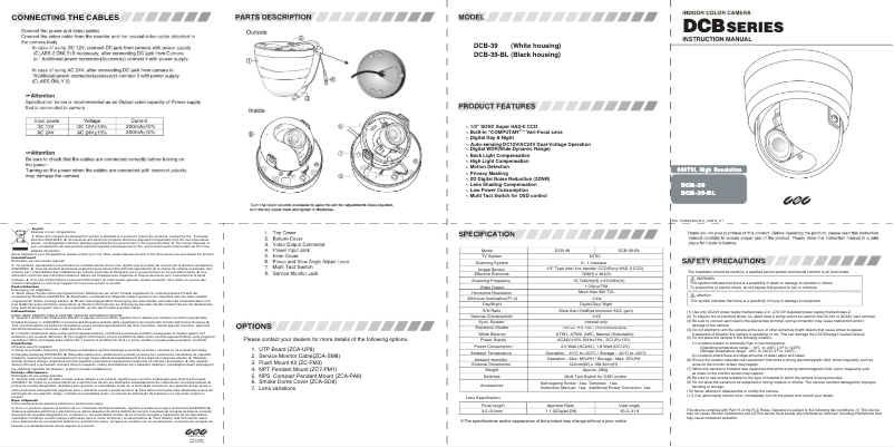 Page n°1 - Manuel utilisateur Ganz DCB-39-BL