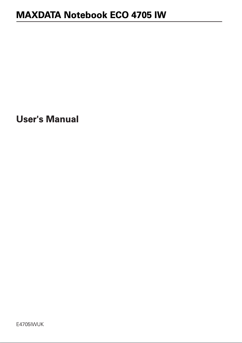 Page 1 de la notice Manuel utilisateur Maxdata ECO 4705 IW