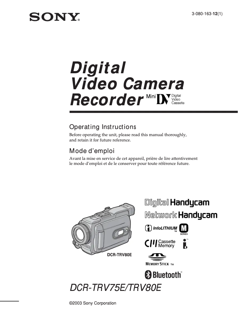 Page n°1 - Manuel utilisateur Sony DCR-TRV75E