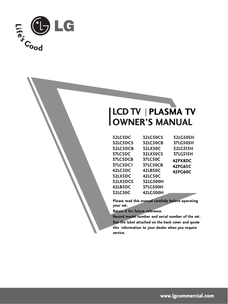Imagen de la primera página del manual del dispositivo 37LG515H