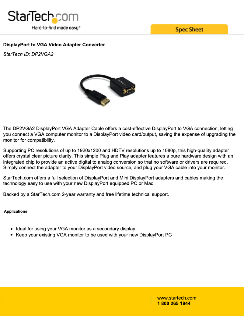 Image de la première page du manuel de l'appareil DP2VGA2