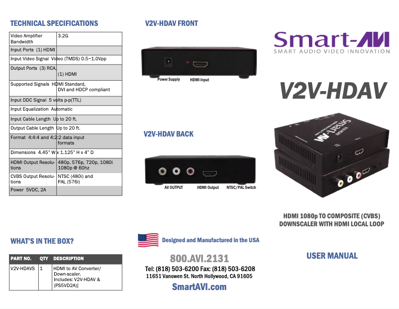 Image de la première page du manuel de l'appareil V2V-HDAV