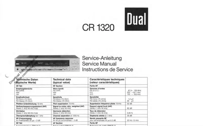 Image de la première page du manuel de l'appareil CR 1320