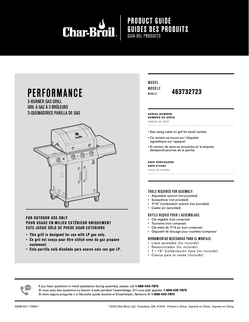 Page 1 de la notice Manuel utilisateur Char-Broil 463732723
