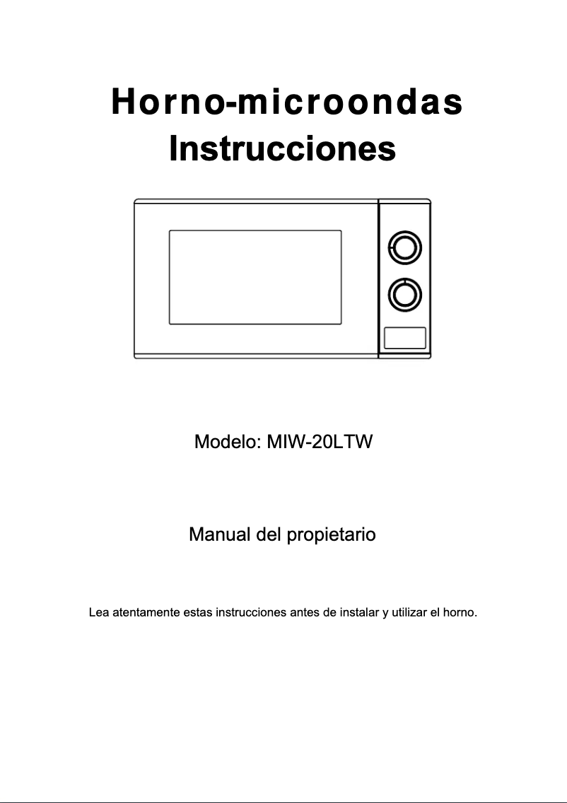 Page n°1 - Manuel utilisateur Infiniton MIW-20LTW