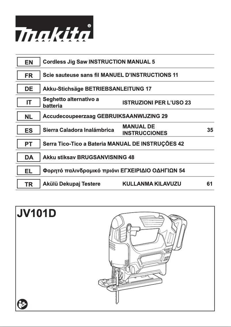 Page 1 de la notice Manuel utilisateur Makita JV101DWAE