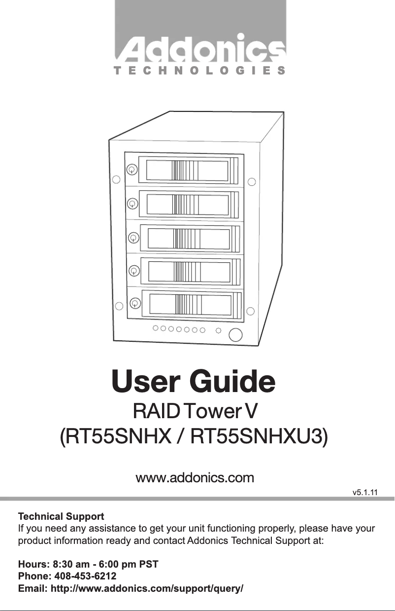 Page n°1 - Manuel utilisateur Addonics RT55SNHX