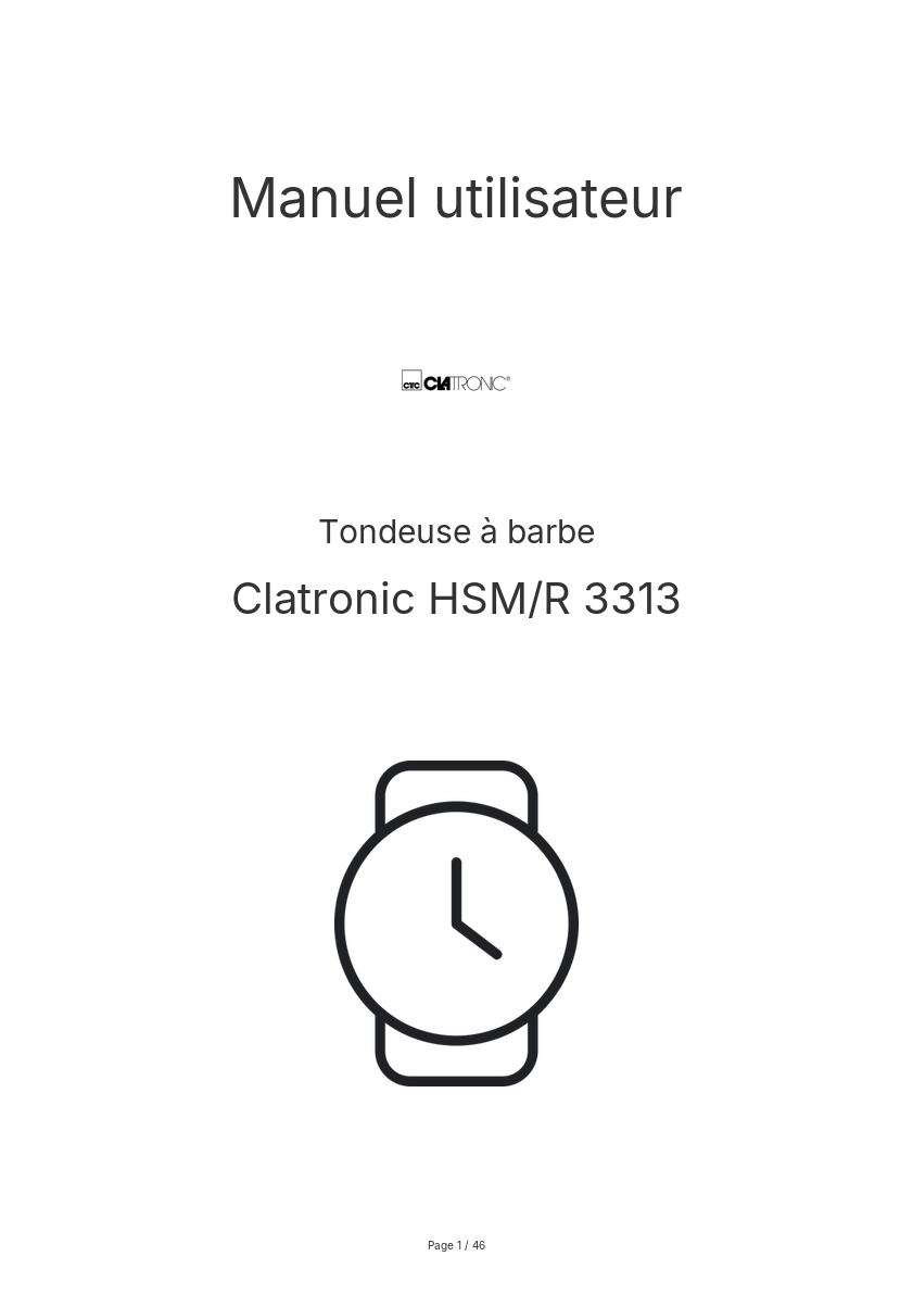 Page n°1 - Manuel utilisateur Clatronic HSM/R 3313