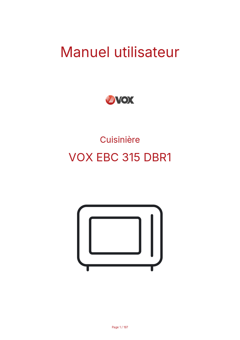 Page n°1 - Manuel utilisateur VOX EBC 315 DBR1