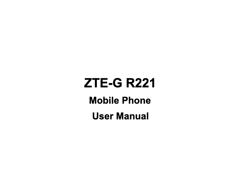 Page 1 de la notice Manuel utilisateur ZTE G-R221