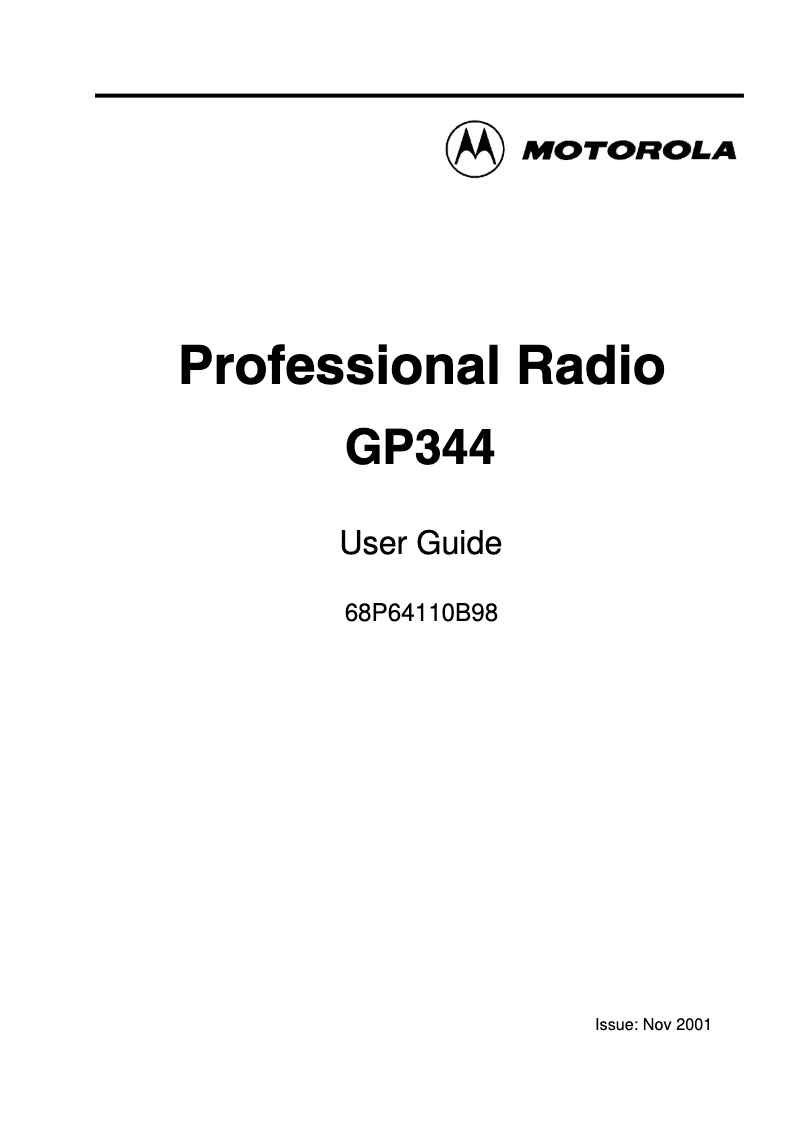 Page 1 de la notice Manuel utilisateur Motorola GP344