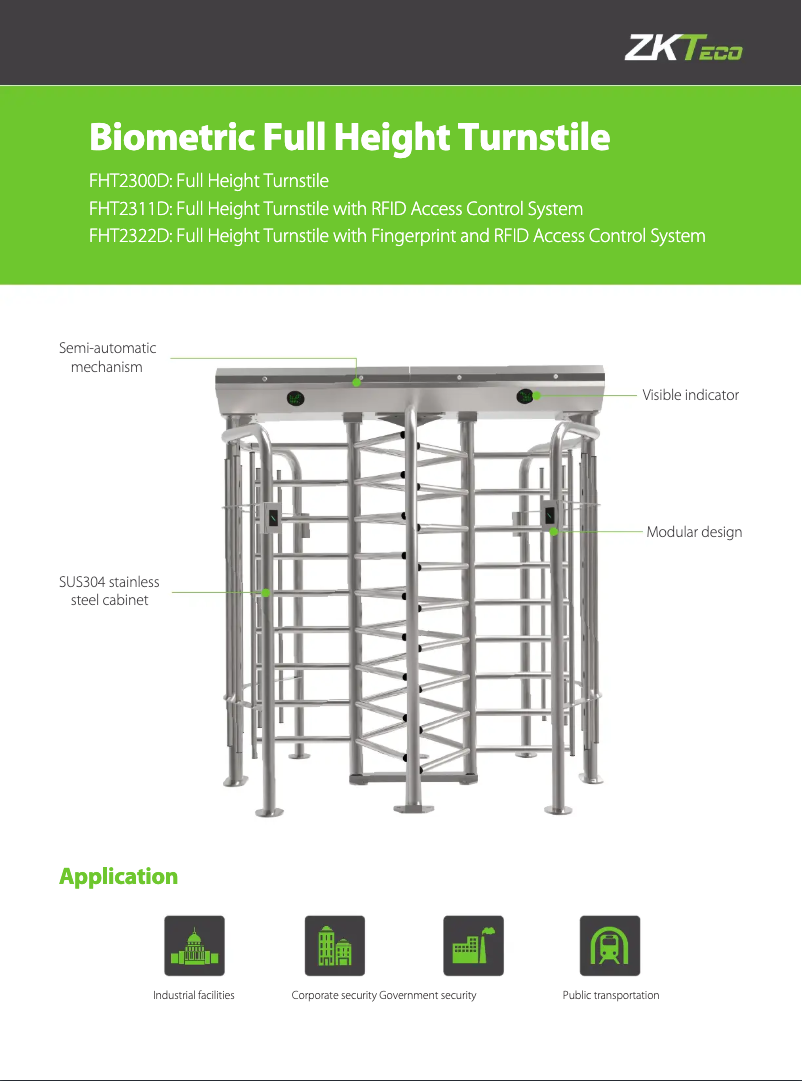 Page n°1 - Fiche technique ZKTeco FHT2300D