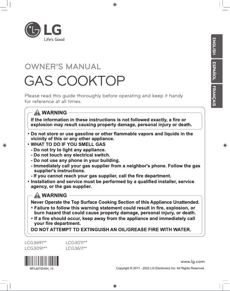 Image de la première page du manuel de l'appareil LCG3011ST