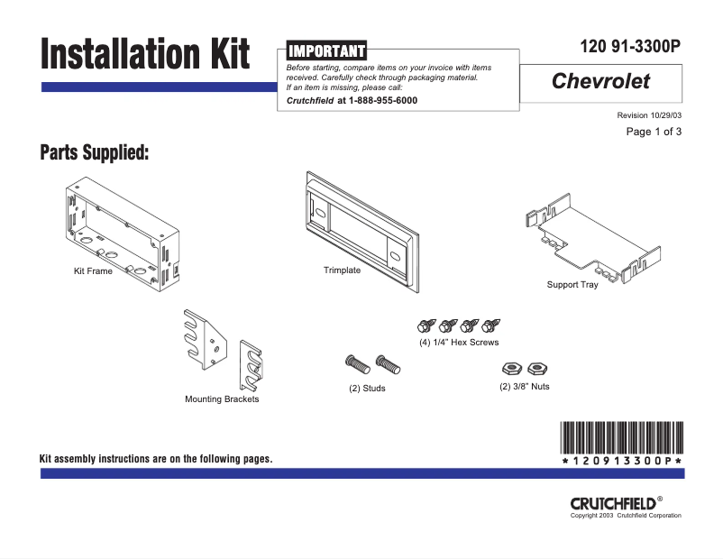 Page 1 de la notice Manuel utilisateur Metra 91-3300P