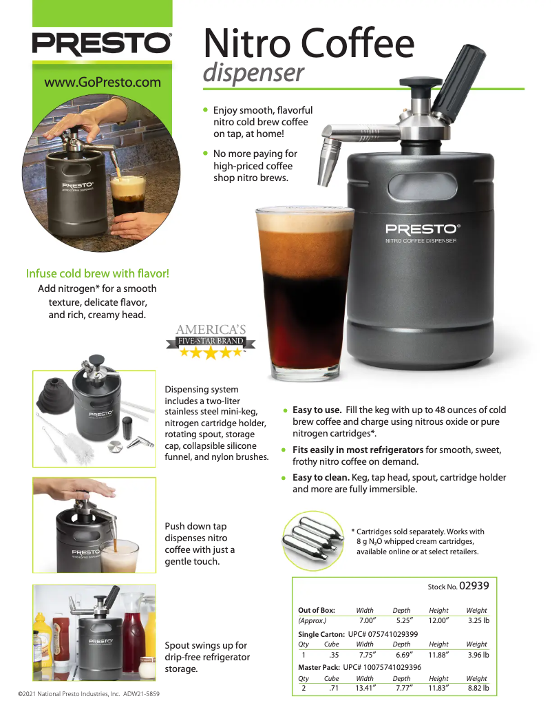 Page 1 de la notice Fiche technique Presto Nitro 02939