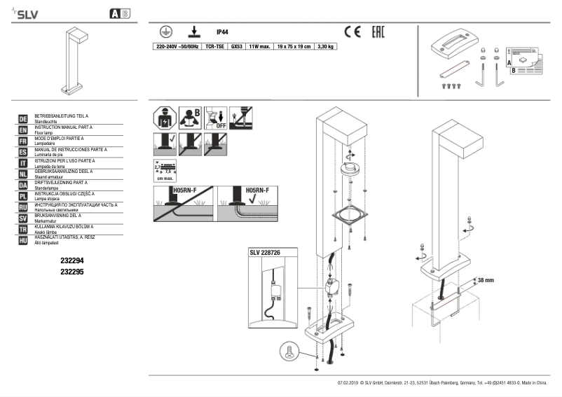 Page n°1 - Manuel utilisateur SLV 232295