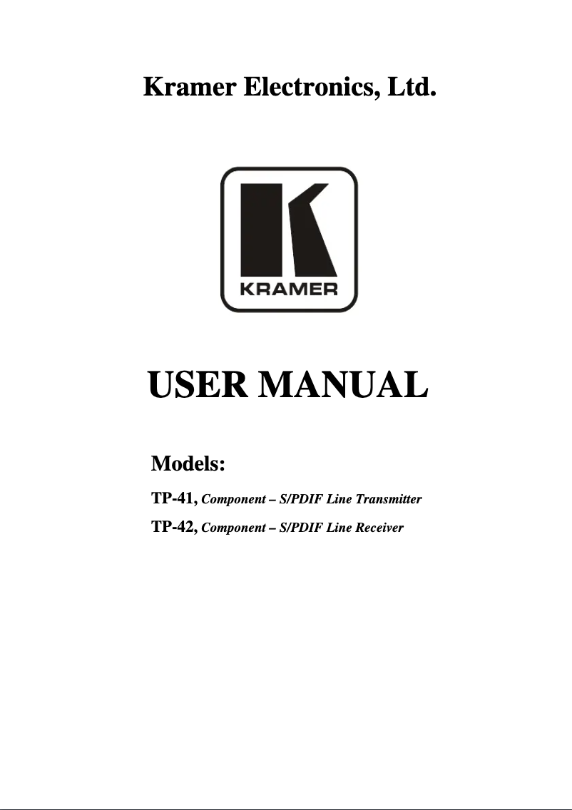 Page 1 de la notice Manuel utilisateur Kramer TP-41