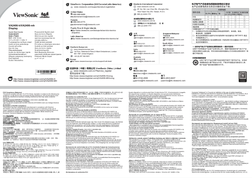 Page n°1 - Guide de démarrage rapide Viewsonic VA2406-MH