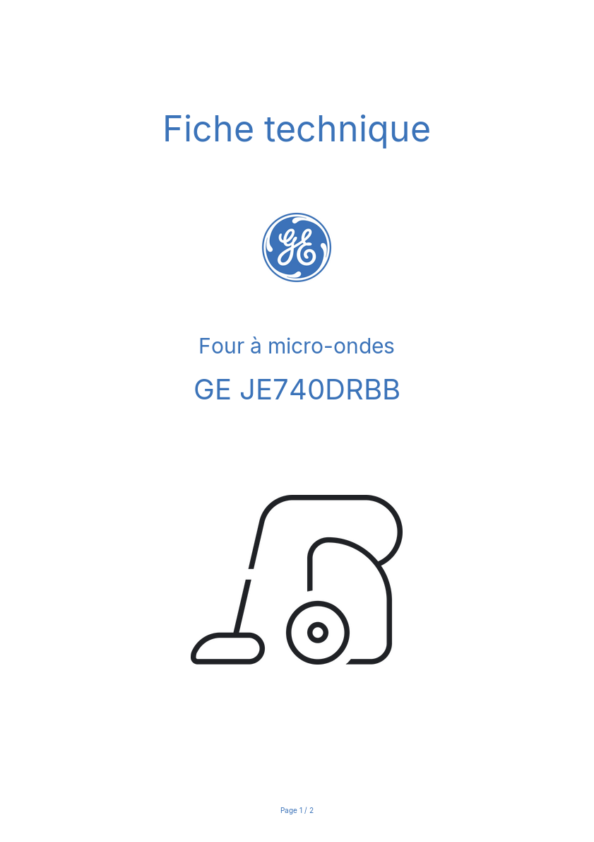 Page n°1 - Fiche technique GE JE740DRBB