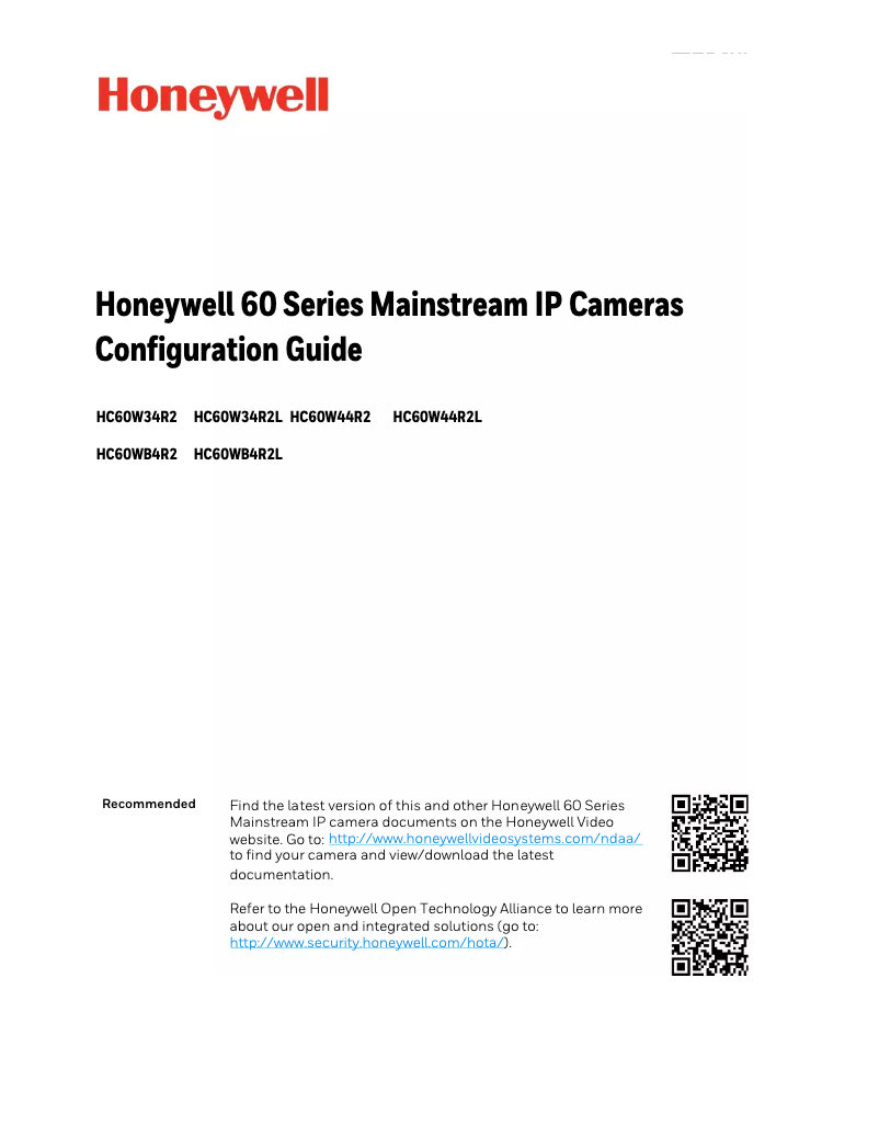 Page 1 de la notice Manuel utilisateur Honeywell HC60W34R2L