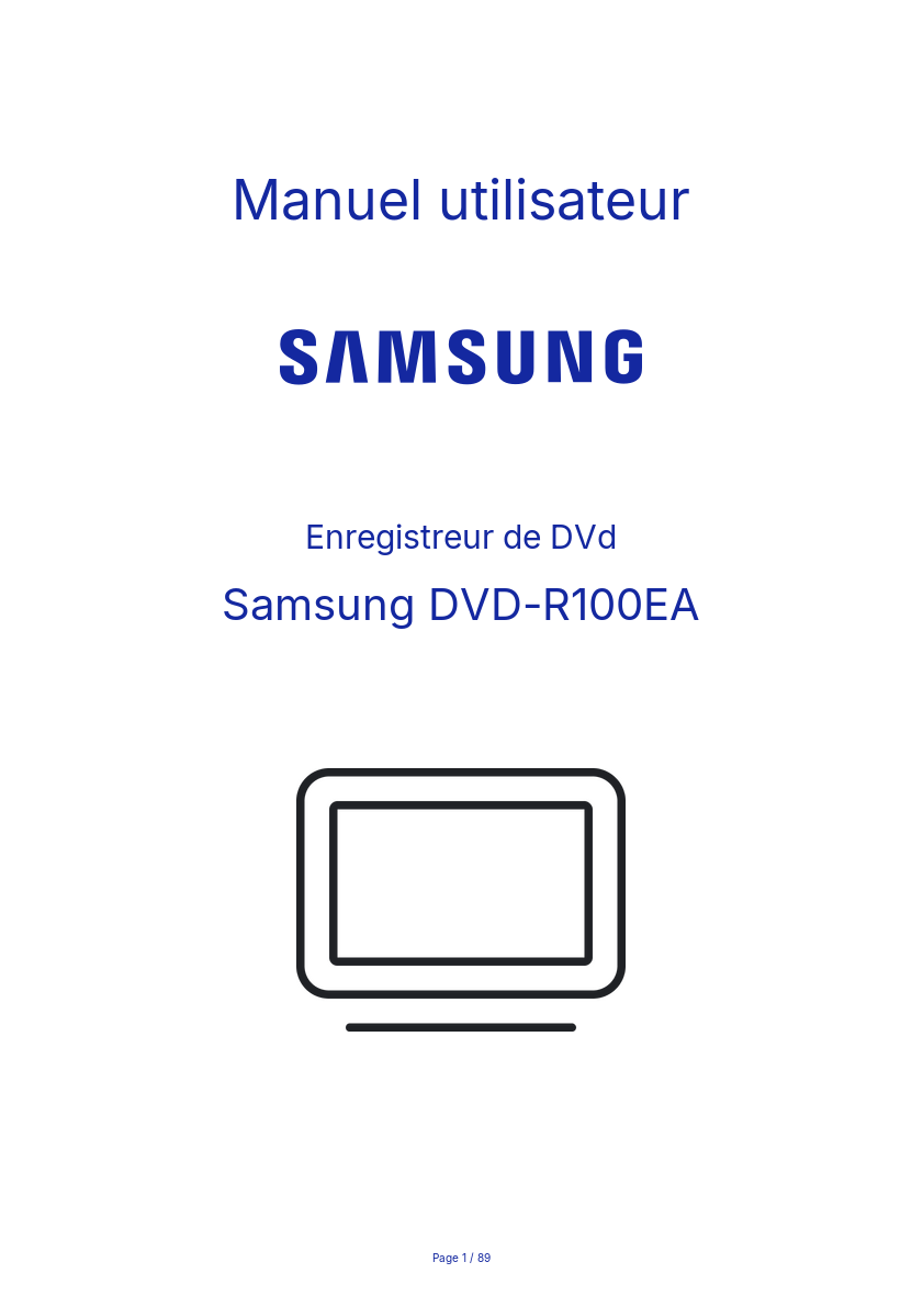 Image de la première page du manuel de l'appareil DVD-R100EA