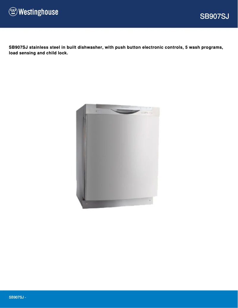 Page n°1 - Manuel utilisateur Westinghouse SB907SJ