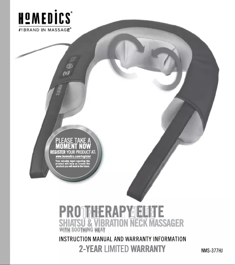 Page 1 de la notice Manuel utilisateur Homedics NMSQ-217H